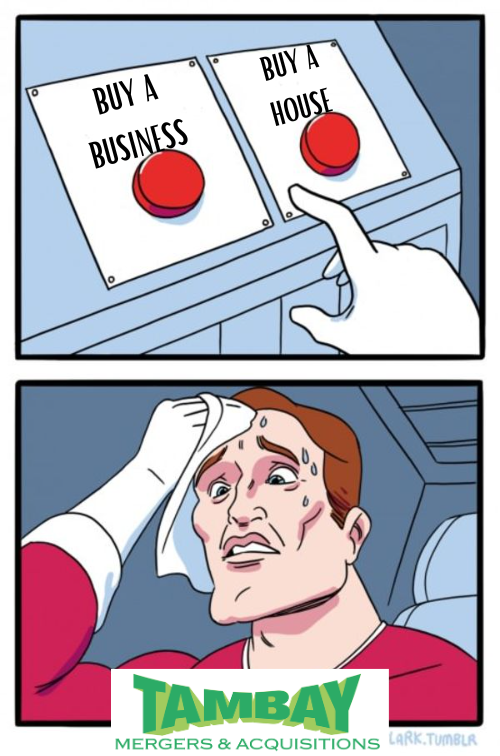 A tampa business owner deciding whether they want to buy a home or a business